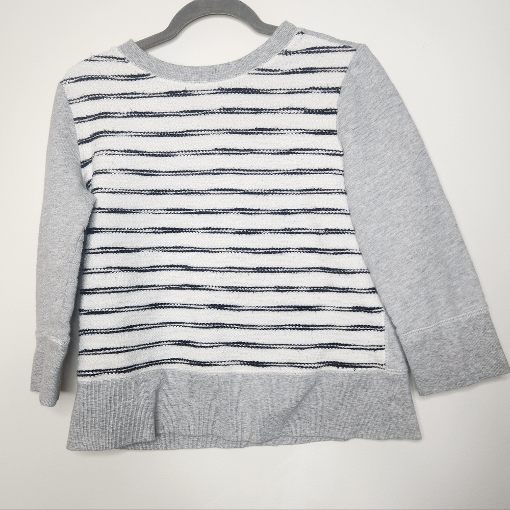 Lou & Grey Striped Crewneck Sweatshirt in Gray, White & Navy Size Medium